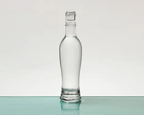 Garrafa de rum de vidro de sílex extra branco com base de espessura superior de parafuso de forma redonda 200ml