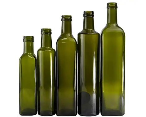 Garrafa de vidro de azeite transparente quadrado redondo de 0,75L